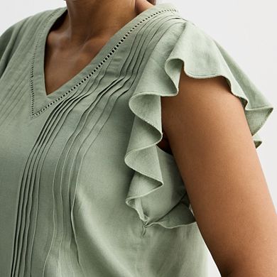 Petite Sonoma Goods For Life® Flutter Sleeve Pintuck Top