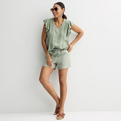Petite Sonoma Goods For Life® Flutter Sleeve Pintuck Top