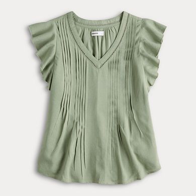 Petite Sonoma Goods For Life® Flutter Sleeve Pintuck Top