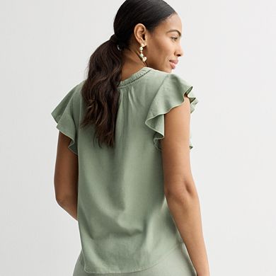 Petite Sonoma Goods For Life® Flutter Sleeve Pintuck Top
