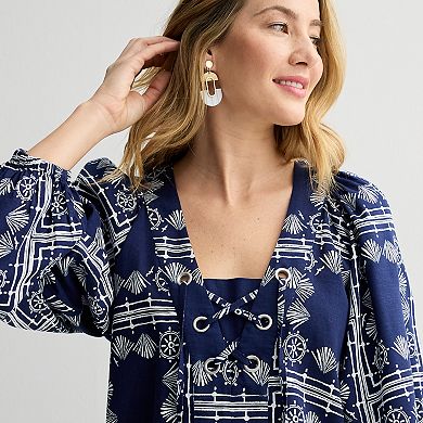 Women's Sonoma Goods For Life® Long Sleeve Lace-Up Top