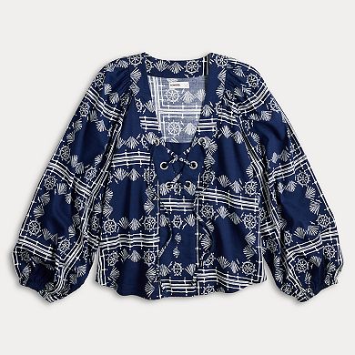 Women's Sonoma Goods For Life® Long Sleeve Lace-Up Top