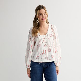 Women's Sonoma Goods For Life® Long Sleeve Lace-Up Top