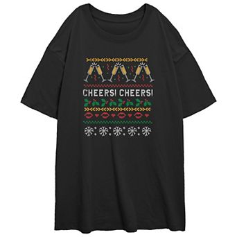 Women's Cheers For The New Year Oversized Graphic Tee