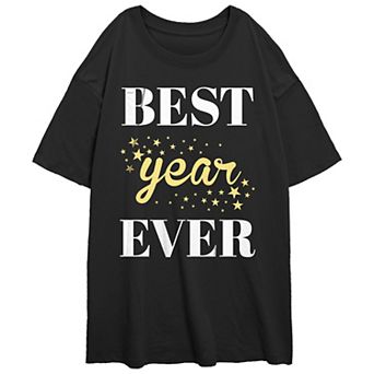 Juniors' Best Year Ever Oversized Graphic Tee