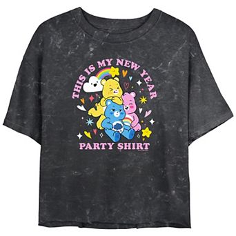 Juniors' Care Bears This Is My New Year Party Shirt Cropped Graphic Tee
