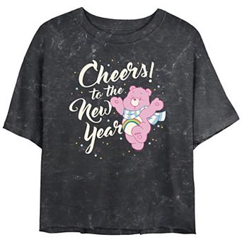 Juniors' Care Bears Cheers To The New Year Cropped Graphic Tee