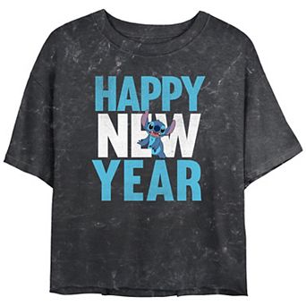 Disney's Lilo & Stitch Happy New Year Stitch Juniors' Cropped Graphic Tee