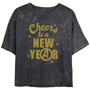 Juniors' Marvel Avengers Cheers To A New Year Cropped Graphic Tee