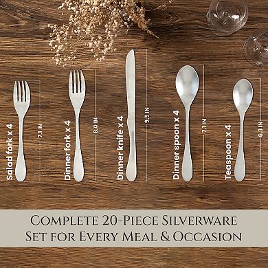 Knork 20-Piece Matte Silverware Set