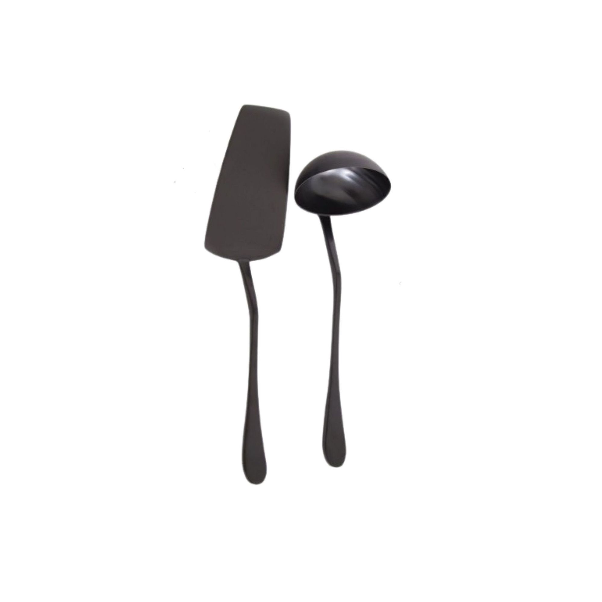 Knork 2-Piece Coated Stainless Steel Black Matte Ladle & Casserole Server