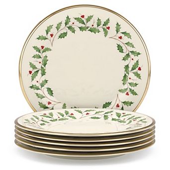 Lenox 6 pc Holiday Dinner Plate Set