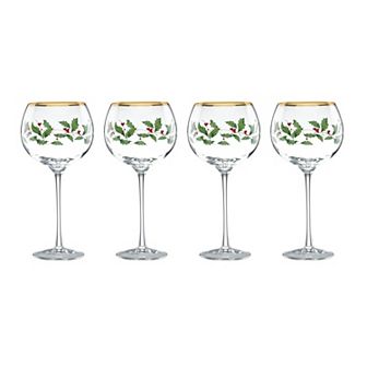Lenox Holiday 4 pc Wine Balloon Glass Set