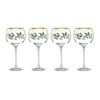Lenox Holiday 4 pc Wine Balloon Glass Set