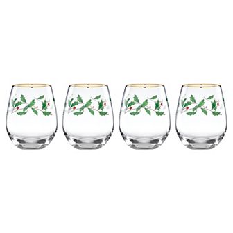 Lenox Holiday 4 pc Stemless Wine Glasses