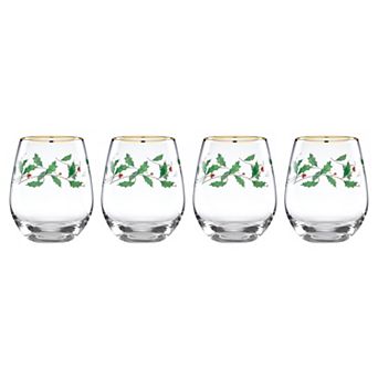 Lenox Holiday 4 pc Stemless Wine Glasses