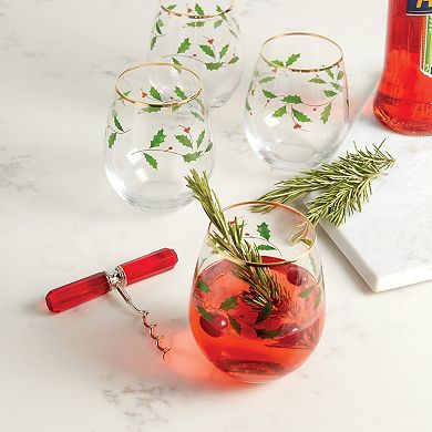 Lenox Holiday 4-Piece Stemless Wine Glasses