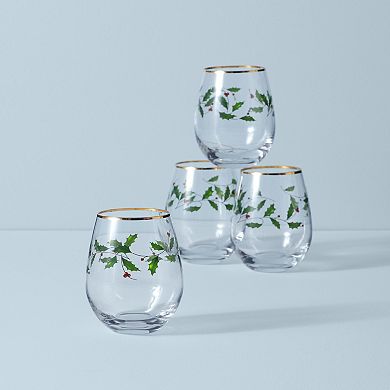 Lenox Holiday 4-Piece Stemless Wine Glasses