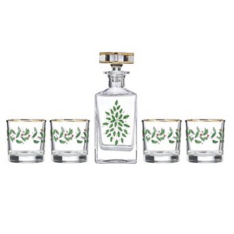 Lenox Holiday 5 pc Decanter & Whiskey Glass Set
