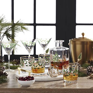 Lenox Holiday 5-Piece Decanter & Whiskey Glass Set