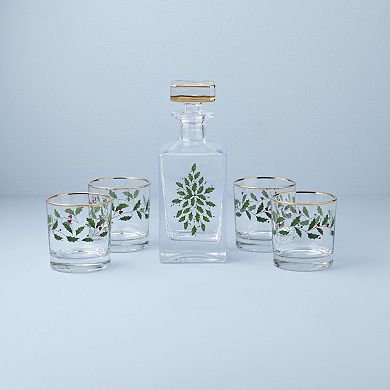Lenox Holiday 5-Piece Decanter & Whiskey Glass Set