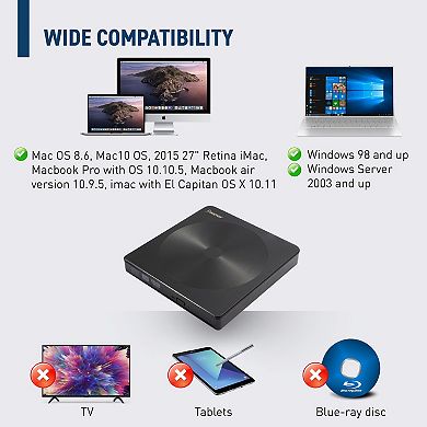 Portable External Dvd Player Burner Usb 3.0 With Usb C Cable Cd Dvd Disc +/-rw