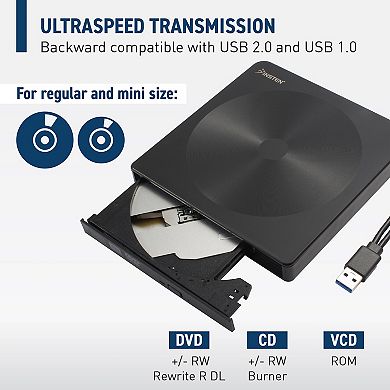 Portable External Dvd Player Burner Usb 3.0 With Usb C Cable Cd Dvd Disc +/-rw