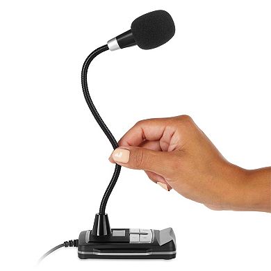 Omnidirectional Microphone For Computer With Phone Stand, Adjustable Gooseneck