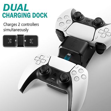 For Ps5 Controller Charger Station Dock Dual Charging, Led Indicator Light Black