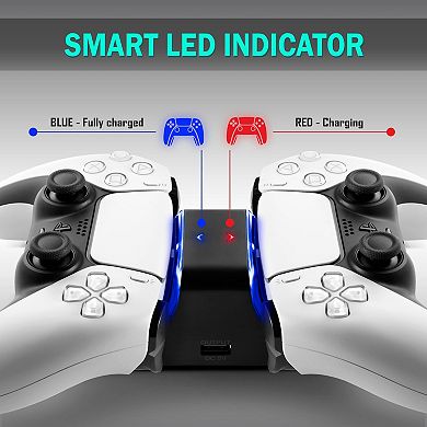For Ps5 Controller Charger Station Dock Dual Charging, Led Indicator Light Black