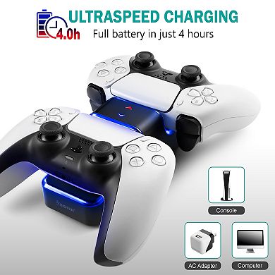 For Ps5 Controller Charger Station Dock Dual Charging, Led Indicator Light Black