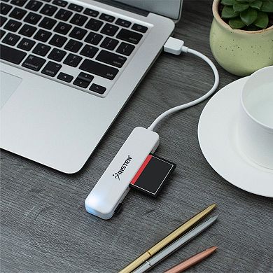 4 Slot Card Reader With Storage Pouch Compatible With Usb 3.0