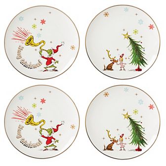 Lenox Dr. Seuss Merry Grinchmas 4 pc Assorted Accent Plate Set