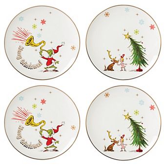 Lenox Dr. Seuss Merry Grinchmas 4 pc Assorted Accent Plate Set