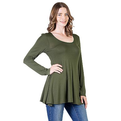 Women's 24Seven Comfort Apparel Swing Style Flared Tunic Top