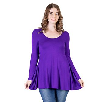 Women's 24Seven Comfort Apparel Swing Style Flared Tunic Top