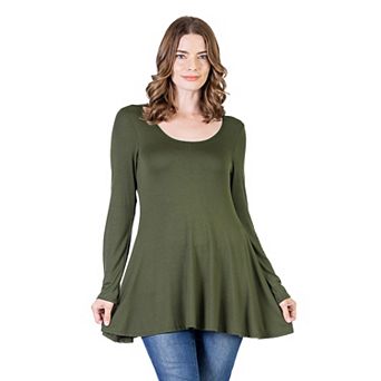 Women's 24Seven Comfort Apparel Swing Style Flared Tunic Top