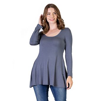 Women's 24Seven Comfort Apparel Swing Style Flared Tunic Top