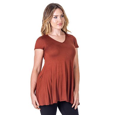Women's 24Seven Comfort Apparel Loose Fit V Neck Tunic Top