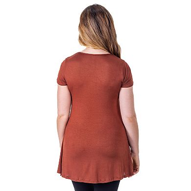 Women's 24Seven Comfort Apparel Loose Fit V Neck Tunic Top