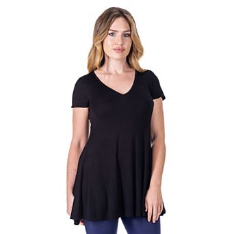 Women's 24Seven Comfort Apparel Loose Fit V Neck Tunic Top
