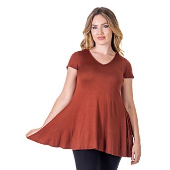 Women's 24Seven Comfort Apparel Loose Fit V Neck Tunic Top