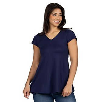 Women's 24Seven Comfort Apparel Loose Fit V Neck Tunic Top