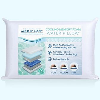 Mediflow Cooling Gel Memory Foam Water Pillow, Adjustable Pillow For Sleeping, Neck Pain Relief