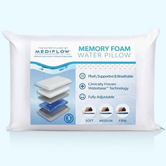 Mediflow Memory Foam Water Pillow, Adjustable Pillow For Sleeping, Orthopedic Neck Pain Relief