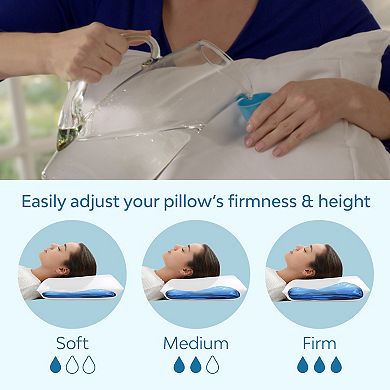 Mediflow Original Fiber Water Pillow, Adjustable Pillow For Sleeping, Orthopedic Neck Pain Relief