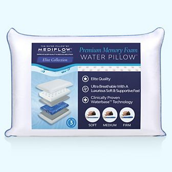 Mediflow Elite Memory Foam Water Pillow, Adjustable Pillow For Sleeping, Orthopedic Neck Pain Relief