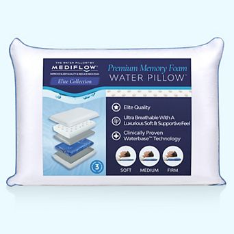 Mediflow Elite Memory Foam Water Pillow, Adjustable Pillow For Sleeping, Orthopedic Neck Pain Relief