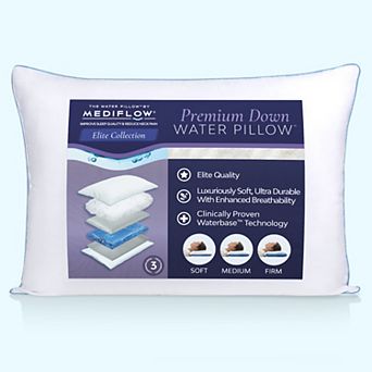 Mediflow Elite Down Water Pillow - 90% Down Fill, Adjustable Pillow For Neck Pain Relief