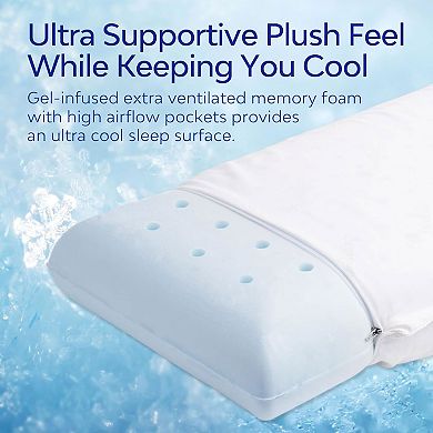 Mediflow Elite Cooling Gel Memory Foam Water Pillow, Adjustable For Sleeping, Neck Pain Relief